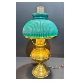 Rayo Electrified Brass Oil Lamp with Glass Shade