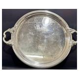 Vintage Silver-Plated Serving Tray with Handles
