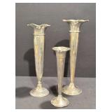 Vintage Silver Trumpet Vases, Various Makers