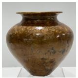 Signed Brown Crystalline Ceramic Vase Dover,  2001