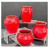 Signed Vicki Miller Ram Pottery NC Red Vessels
