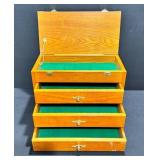 Vintage Wooden Lined Storage Chest, Jewelry Box