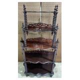 Antique Mahogany Serpentine 4 Tier Etagere Shelf