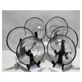 6 Glass Edged Plates with Sterling Rims