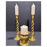 Vintage Brass Open Barley Twist Candle Sticks