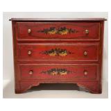 Vintage Hand Painted Three Drawer Jewelry Box