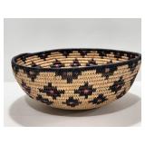 Vintage Indigenous Coiled Basket, Geometric