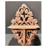 Vintage Hand-Carved Wooden Wall Shelf