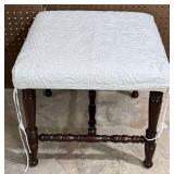 Antique Wooden Footstool with Turned Legs
