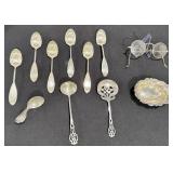 Sterling Silver Spoons, Dish, Antique Eye Glasses