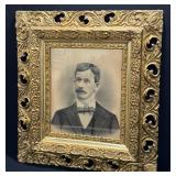 Antique Framed Portrait With Ornate Gilded Frame