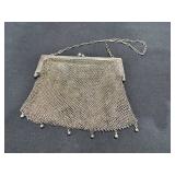 Vintage German Silver Mesh Evening Bag with Chain