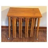 Wood Nesting Table With Four Stools