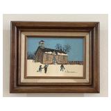 H. Hargrove Framed Winter Scene Painting