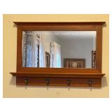 Wooden Mirror With Hooks and Psalm Inscription