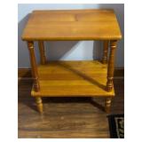 Two-Tier Wooden Side Table With Shelves