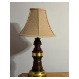 Wood and Brass Table Lamp with Shade