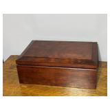 Mahogany Wooden Storage Box with Hinged Lid