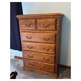 Oak Chest W/Mirror & Hidden Jewelry Storage Area