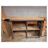 Wood and Metal Workbench With Drawer