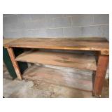 Wooden Workbench With Two Open Shelves