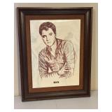 Framed 1984 Elvis Artwork on Tile by Ed. Andrewes