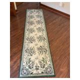 Floral Runner Rug With Green Border