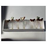 Six Enamel Butterfly and Panda Pins