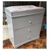 Gray Wooden Changing Table with Drawers