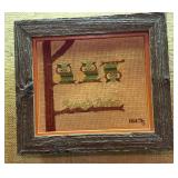 Framed Needlepoint Artwork, Signed HW 75