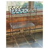 Metal Wine Rack With Two Glass Shelves