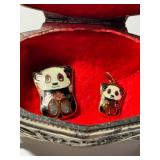 Panda Cloisonne Pendant and Brooch Set