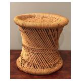 Handwoven Wicker Stool or Accent Table