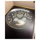 Glass Anniversary Plate With Dove Design