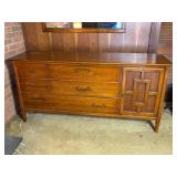 Mid-Century Wooden Dresser With Brass Pulls
