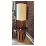 Mid-Century Wooden Lamp Table Combo