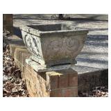 Square Concrete Planter with Scroll Design