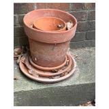 Terracotta Pots and Saucers Set