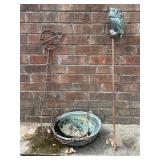 Garden Decor Lot with Owl and Planter Bowls