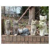 Five Concrete Cat Sculptures