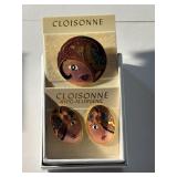 Cloisonnï¿½ Enamel Brooch and Earrings Set