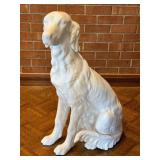 White Ceramic Sitting Dog Statue