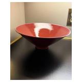 Red Pottery Bowl With Tapered Base