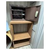 Metal Locking Safe With Wooden Shelf Unit