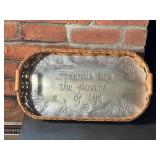 Metal and Wicker Tray With Inspirational Quote