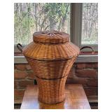 Woven Basket With Lid And Side Handles