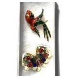 Enamel Bird and Butterfly Brooches