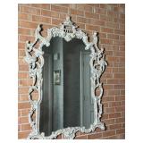 Ornate Carved Wall Mirror With White Finish