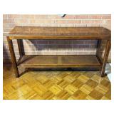 Wood Console Table With Cane Shelf