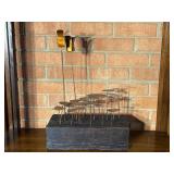 Modern Copper and Wood Table Sculpture